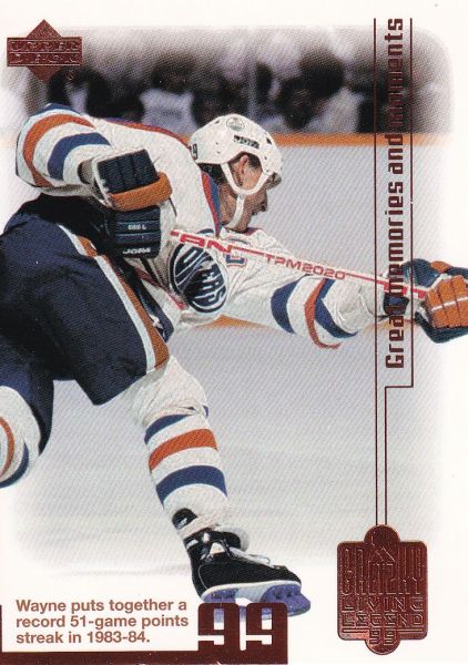 řadová karta WAYNE GRETZKY 99-00 UD Gretzky Living Legend číslo 84
